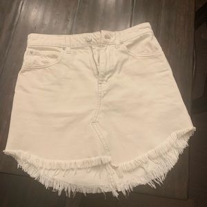 Free people white denim mini skirt